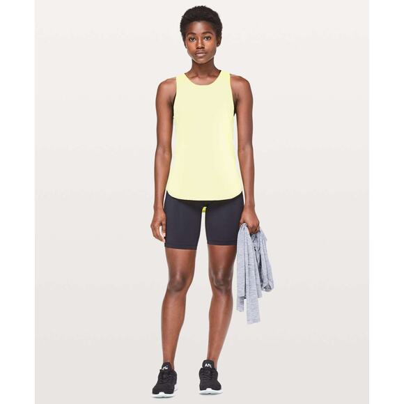 LULULEMON Sculpt Tank II Womens 6 8 Lemon Ice Yellow Mesh Crew Neck Wide Straps - Picture 2 of 14